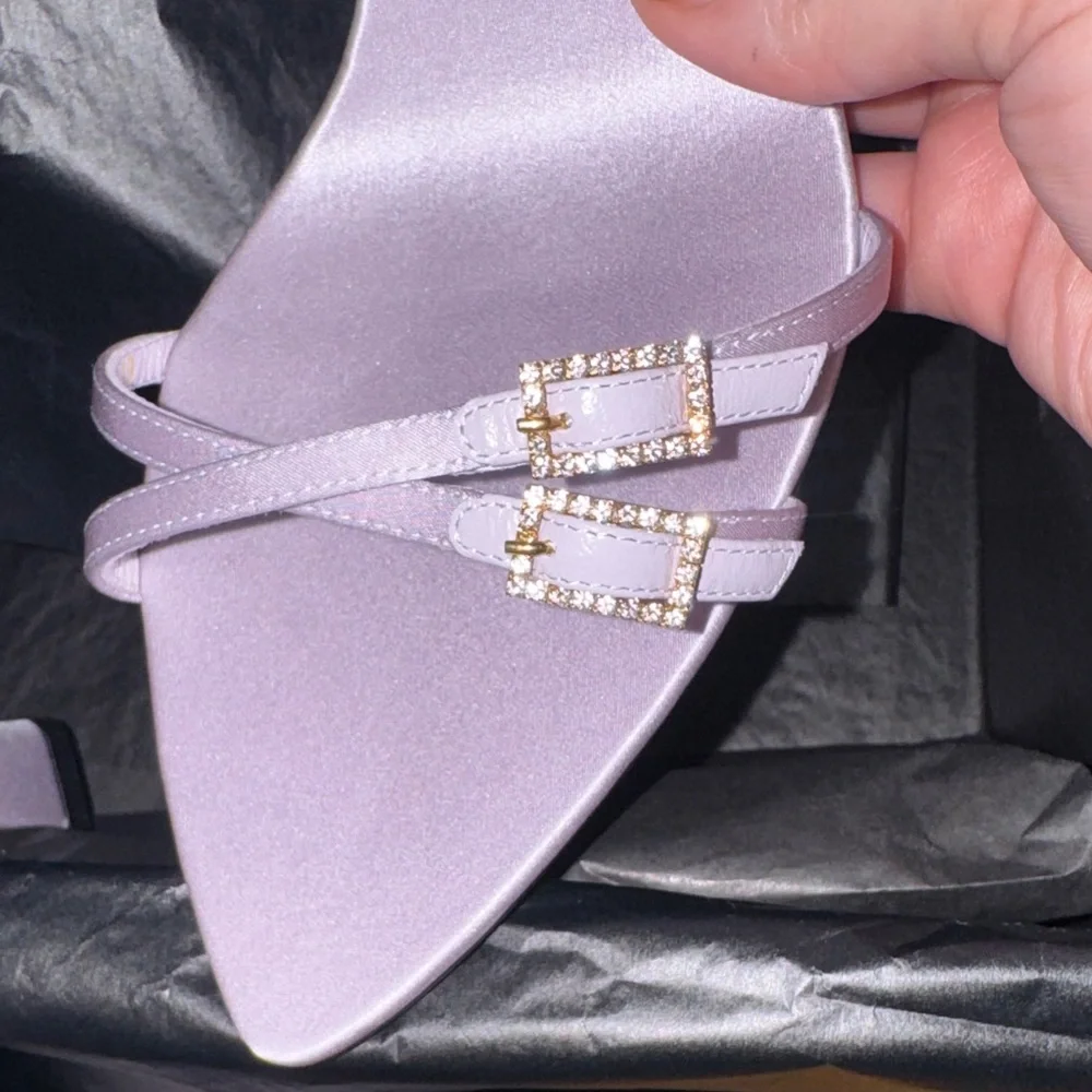 Saint Laurent Women's Grey Strappy Heels - Picture 5 of 8